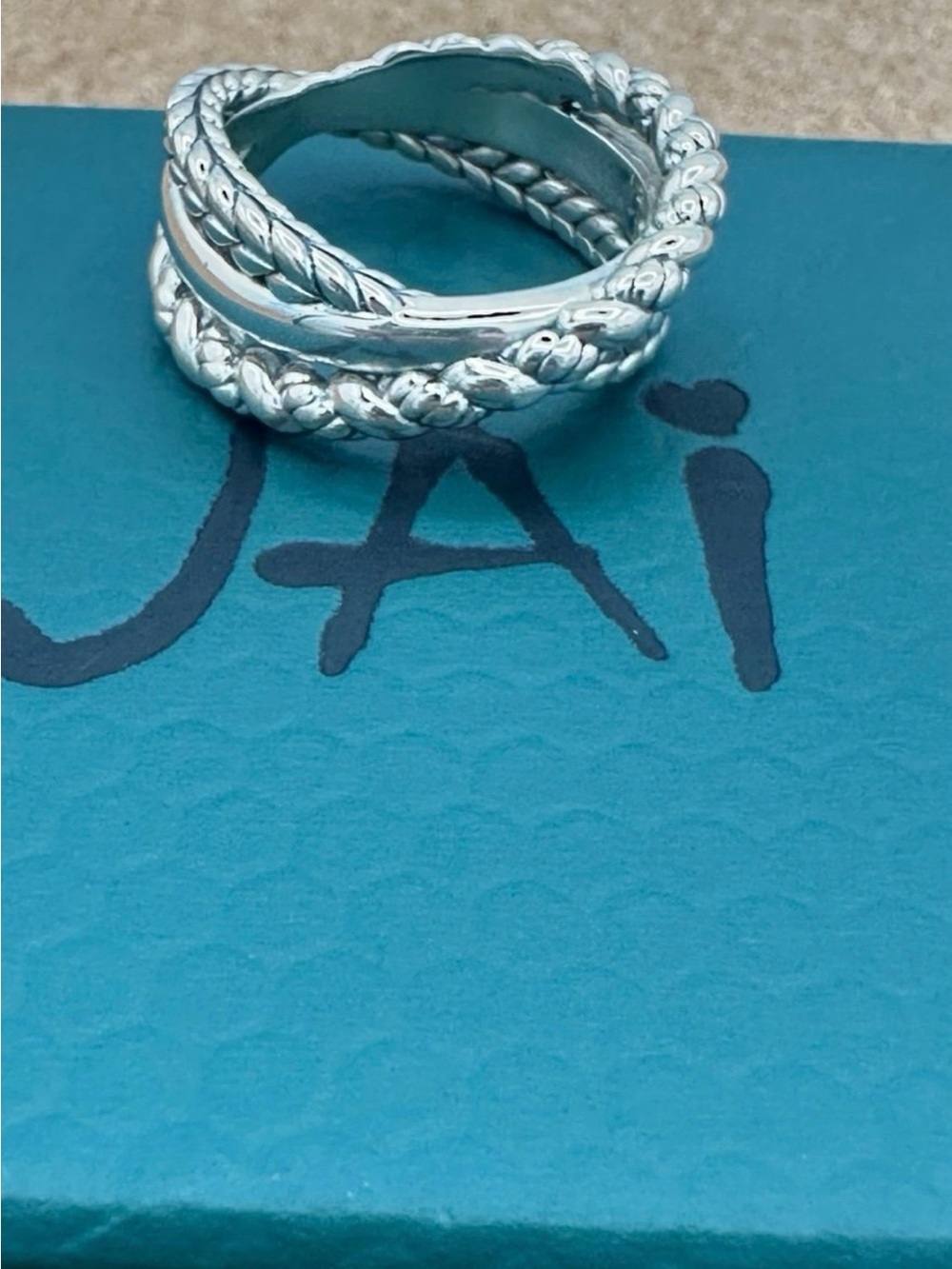 JAI Sterling Silver Triple Crossover Ring Size 9